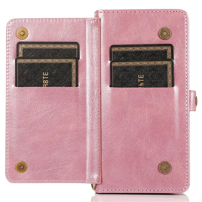 For iPhone 15 Pro Max Cell Phone Case with Strap Detachable 2-in-1 Wallet TPU+PU Cover