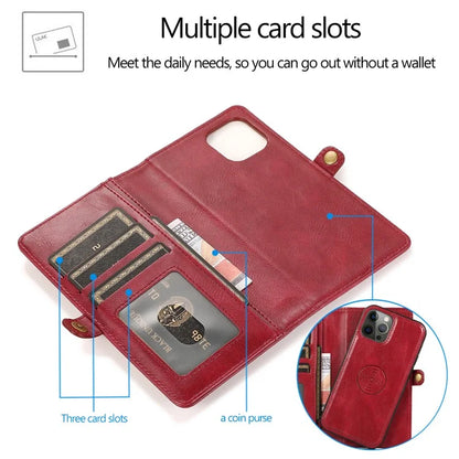 For iPhone 15 Pro Max Cell Phone Case with Strap Detachable 2-in-1 Wallet TPU+PU Cover