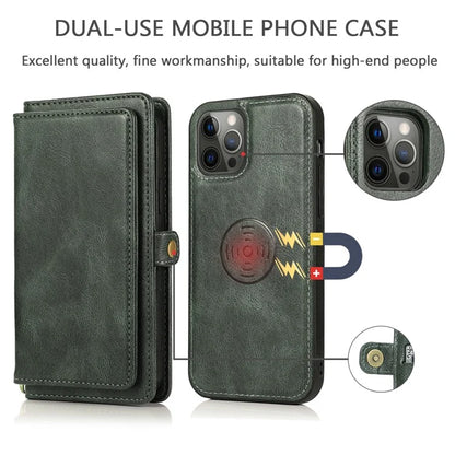 For iPhone 15 Pro Case Detachable 2-in-1 Wallet Anti-drop Phone Cover with Strap