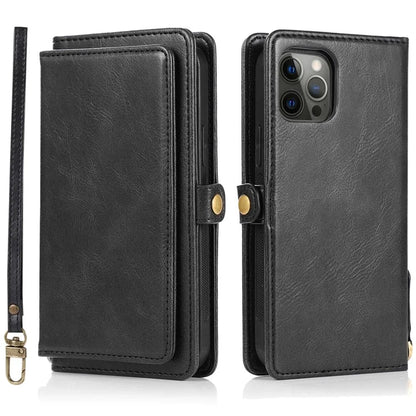 For iPhone 15 Pro Case Detachable 2-in-1 Wallet Anti-drop Phone Cover with Strap