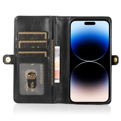 For iPhone 15 Pro Case Detachable 2-in-1 Wallet Anti-drop Phone Cover with Strap