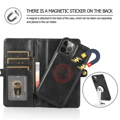 For iPhone 15 Pro Case Detachable 2-in-1 Wallet Anti-drop Phone Cover with Strap
