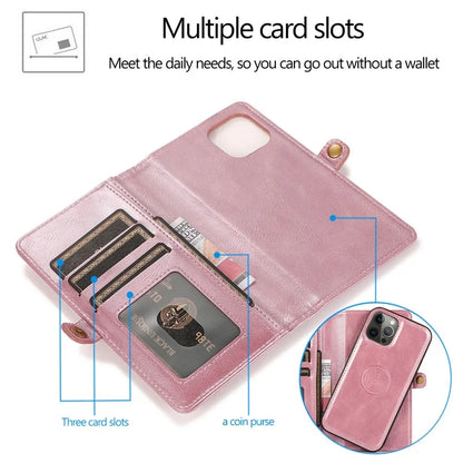 For iPhone 15 Pro Case Detachable 2-in-1 Wallet Anti-drop Phone Cover with Strap