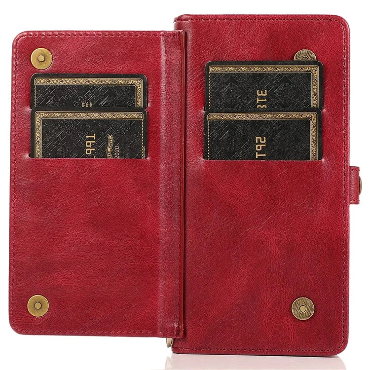 For iPhone 15 Pro Case Detachable 2-in-1 Wallet Anti-drop Phone Cover with Strap