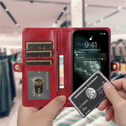 For iPhone 15 Plus Cell Phone Case Detachable 2-in-1 Wallet Leather Cover with Strap