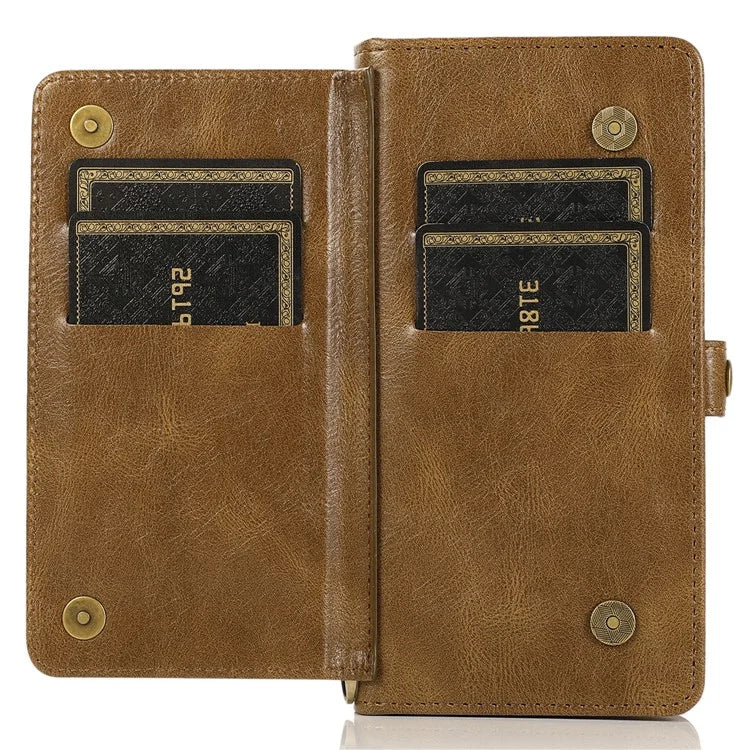 For iPhone 15 Plus Cell Phone Case Detachable 2-in-1 Wallet Leather Cover with Strap