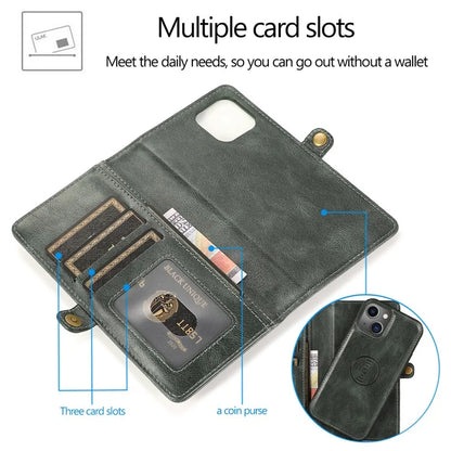 For iPhone 15 Plus Cell Phone Case Detachable 2-in-1 Wallet Leather Cover with Strap