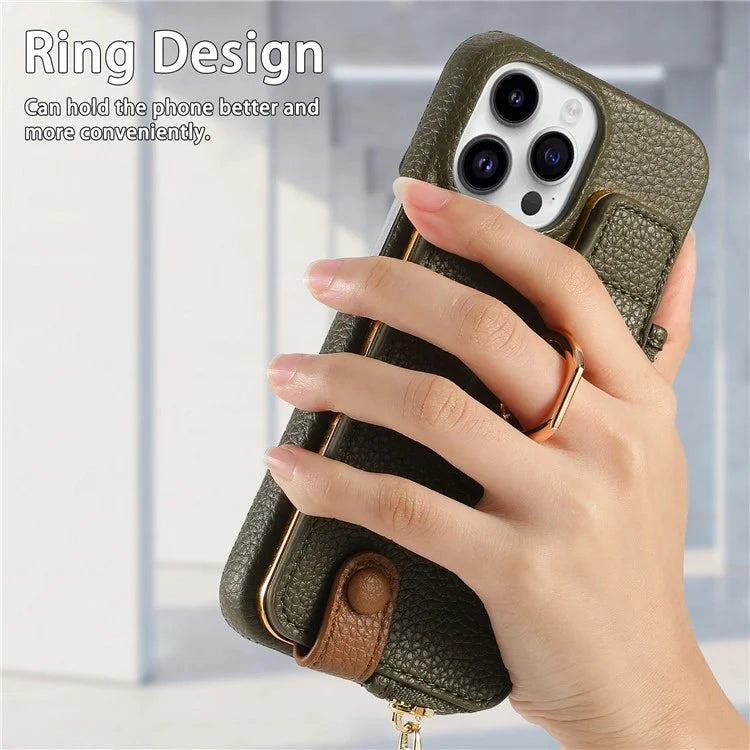 Y3 for iPhone 13 Pro Max Phone Case RFID Blocking Wallet Cover Zipper Pocket