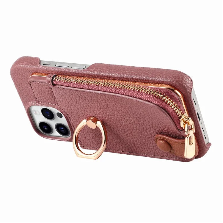 Y3 for iPhone 13 Pro Max Phone Case RFID Blocking Wallet Cover Zipper Pocket