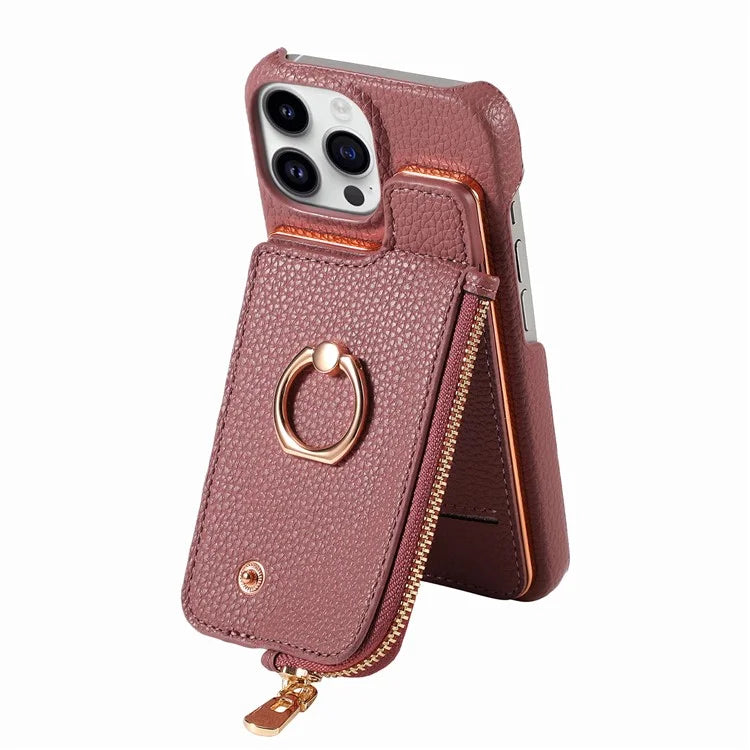 Y3 for iPhone 13 Pro Max Phone Case RFID Blocking Wallet Cover Zipper Pocket