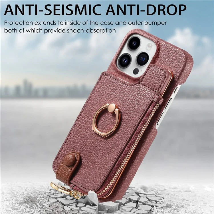 Y3 for iPhone 13 Pro Max Phone Case RFID Blocking Wallet Cover Zipper Pocket