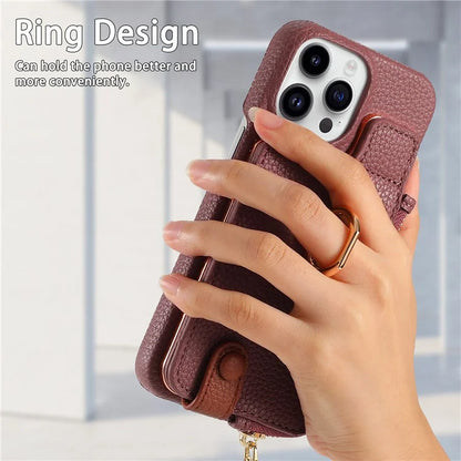 Y3 for iPhone 13 Pro Max Phone Case RFID Blocking Wallet Cover Zipper Pocket