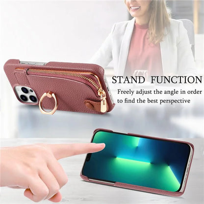 Y3 for iPhone 13 Pro Max Phone Case RFID Blocking Wallet Cover Zipper Pocket