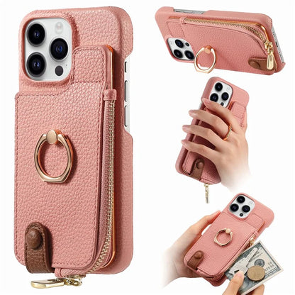 Y3 for iPhone 13 Pro Max Phone Case RFID Blocking Wallet Cover Zipper Pocket