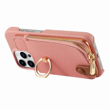 Y3 for iPhone 13 Pro Max Phone Case RFID Blocking Wallet Cover Zipper Pocket