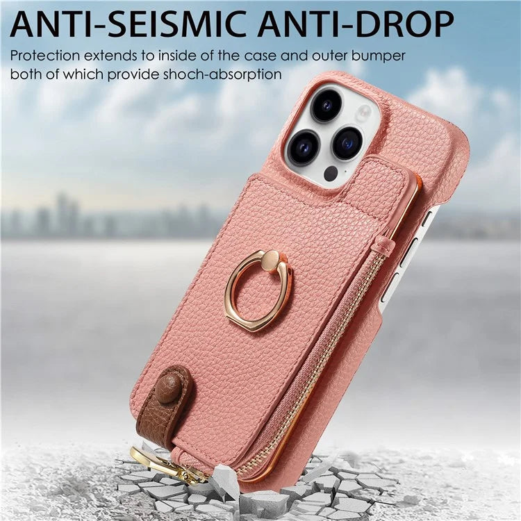 Y3 for iPhone 13 Pro Max Phone Case RFID Blocking Wallet Cover Zipper Pocket