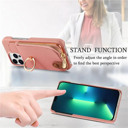 Y3 for iPhone 13 Pro Max Phone Case RFID Blocking Wallet Cover Zipper Pocket