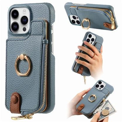 Y3 for iPhone 13 Pro Max Phone Case RFID Blocking Wallet Cover Zipper Pocket