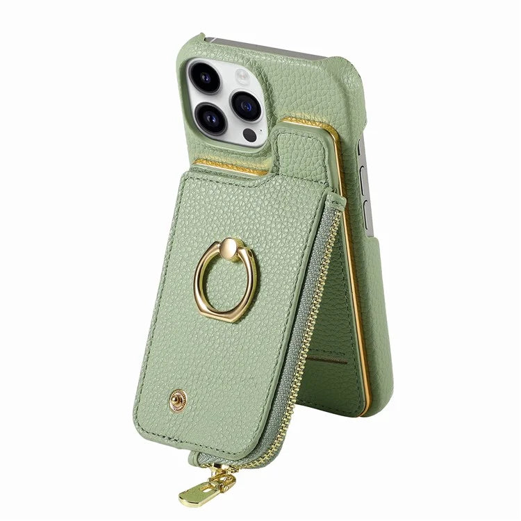 Y3 for iPhone 13 Pro Max Phone Case RFID Blocking Wallet Cover Zipper Pocket