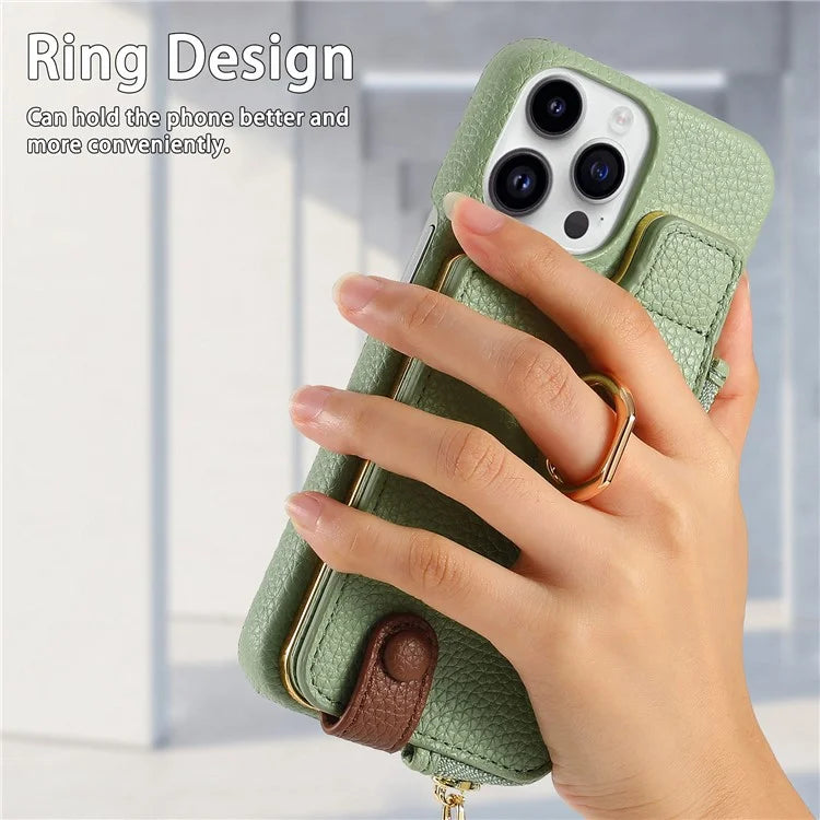 Y3 for iPhone 13 Pro Max Phone Case RFID Blocking Wallet Cover Zipper Pocket
