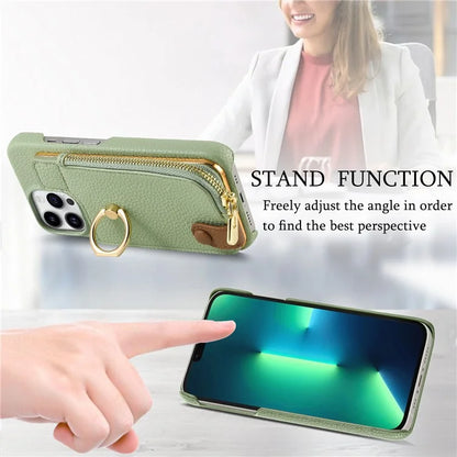 Y3 for iPhone 13 Pro Max Phone Case RFID Blocking Wallet Cover Zipper Pocket
