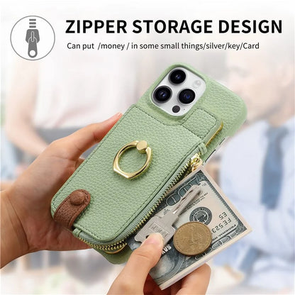 Y3 for iPhone 13 Pro Max Phone Case RFID Blocking Wallet Cover Zipper Pocket