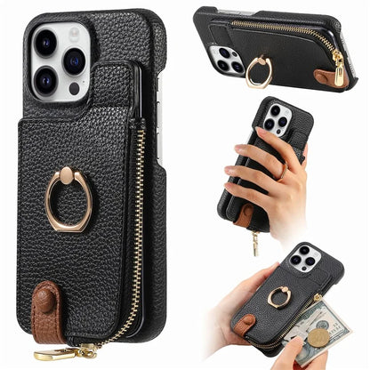 Y3 for iPhone 13 Pro Max Phone Case RFID Blocking Wallet Cover Zipper Pocket
