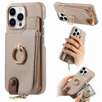 Y3 for iPhone 13 Pro Max Phone Case RFID Blocking Wallet Cover Zipper Pocket