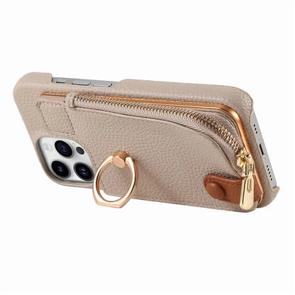 Y3 for iPhone 13 Pro Max Phone Case RFID Blocking Wallet Cover Zipper Pocket