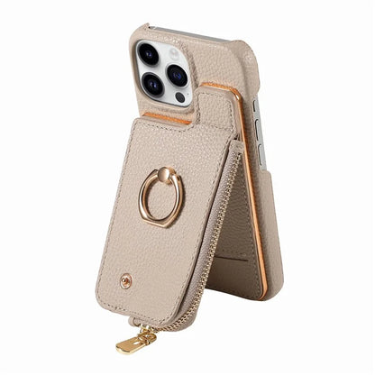 Y3 for iPhone 13 Pro Max Phone Case RFID Blocking Wallet Cover Zipper Pocket