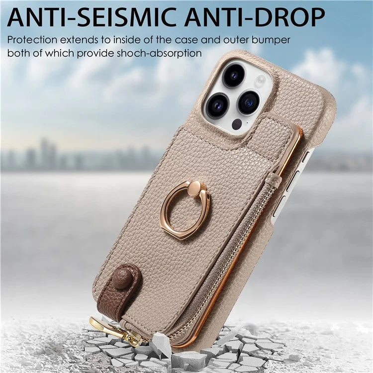 Y3 for iPhone 13 Pro Max Phone Case RFID Blocking Wallet Cover Zipper Pocket