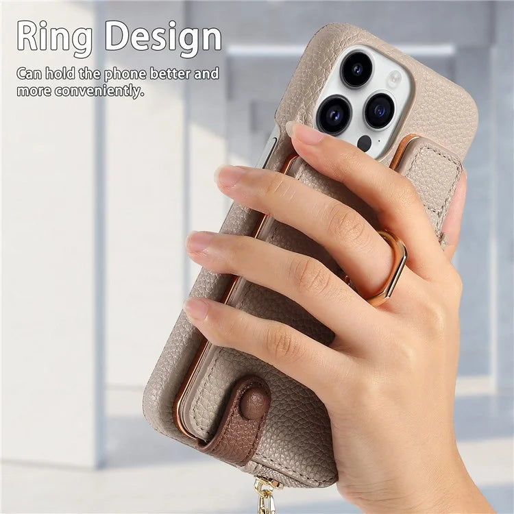 Y3 for iPhone 13 Pro Max Phone Case RFID Blocking Wallet Cover Zipper Pocket