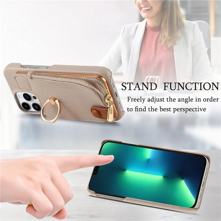 Y3 for iPhone 13 Pro Max Phone Case RFID Blocking Wallet Cover Zipper Pocket