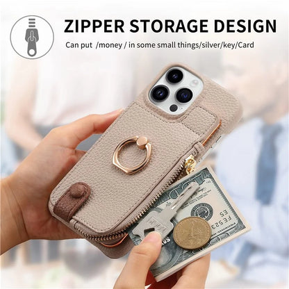 Y3 for iPhone 13 Pro Max Phone Case RFID Blocking Wallet Cover Zipper Pocket