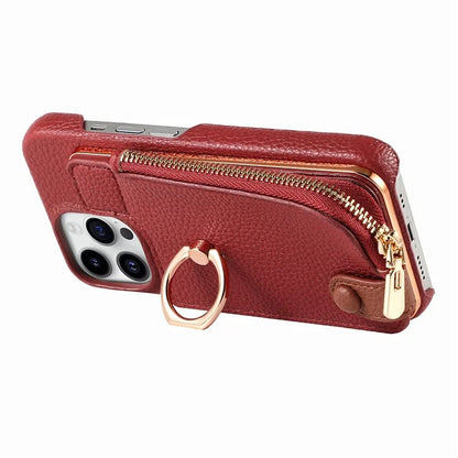 Y3 for iPhone 13 Pro Max Phone Case RFID Blocking Wallet Cover Zipper Pocket