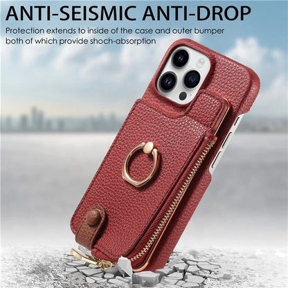 Y3 for iPhone 13 Pro Max Phone Case RFID Blocking Wallet Cover Zipper Pocket