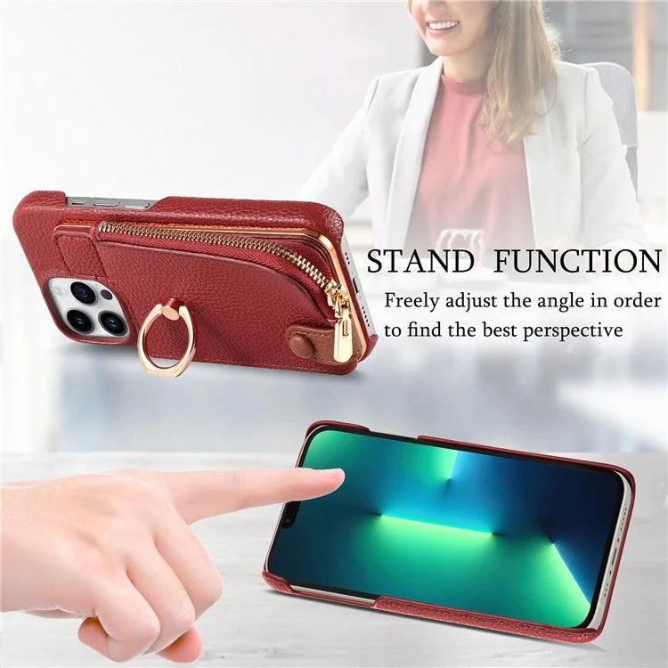 Y3 for iPhone 13 Pro Max Phone Case RFID Blocking Wallet Cover Zipper Pocket