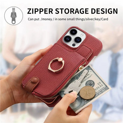 Y3 for iPhone 13 Pro Max Phone Case RFID Blocking Wallet Cover Zipper Pocket