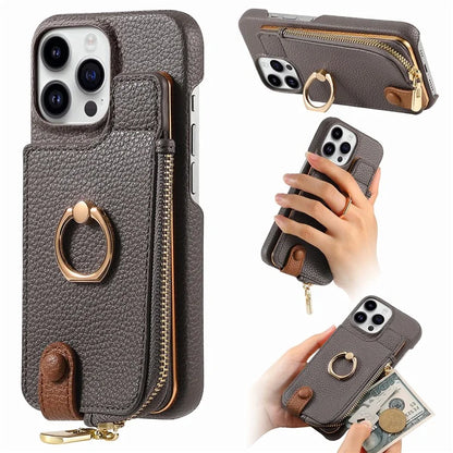 Y3 for iPhone 13 Pro Max Phone Case RFID Blocking Wallet Cover Zipper Pocket
