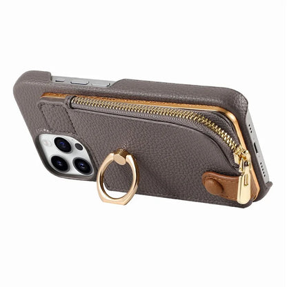 Y3 for iPhone 13 Pro Max Phone Case RFID Blocking Wallet Cover Zipper Pocket
