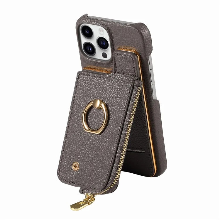 Y3 for iPhone 13 Pro Max Phone Case RFID Blocking Wallet Cover Zipper Pocket