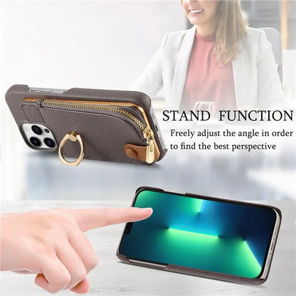 Y3 for iPhone 13 Pro Max Phone Case RFID Blocking Wallet Cover Zipper Pocket