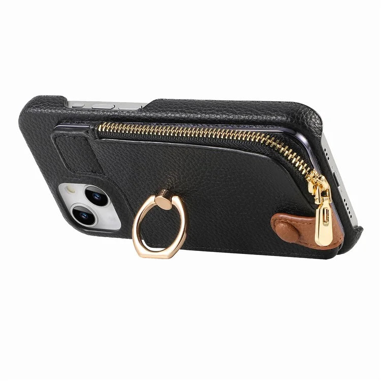 Y3 for iPhone 13 Wallet Case Ring Kickstand Zipper Purse Phone Cover
