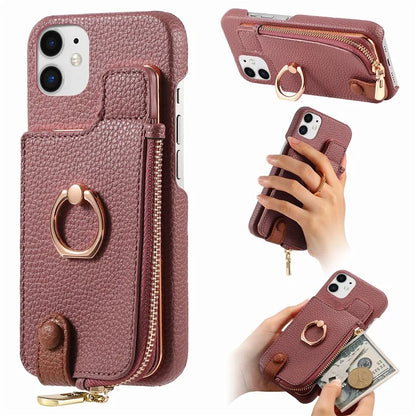 Y3 for iPhone 11 Phone Case Wallet Pouch with Card Slots Ring Holder
