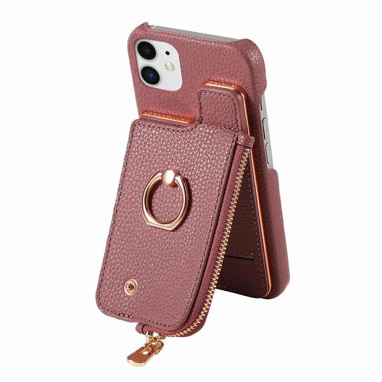 Y3 for iPhone 11 Phone Case Wallet Pouch with Card Slots Ring Holder