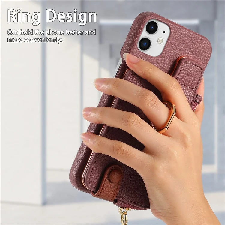 Y3 for iPhone 11 Phone Case Wallet Pouch with Card Slots Ring Holder