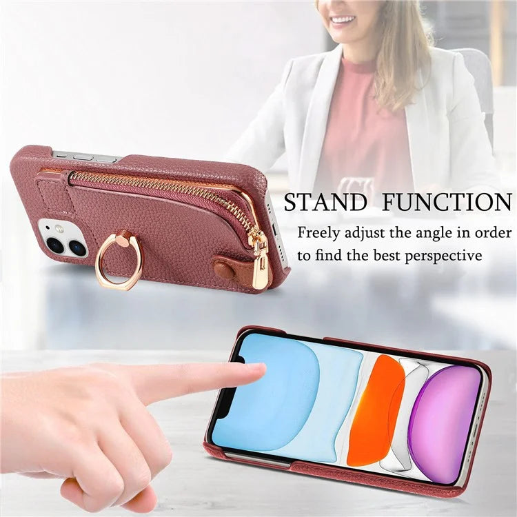 Y3 for iPhone 11 Phone Case Wallet Pouch with Card Slots Ring Holder