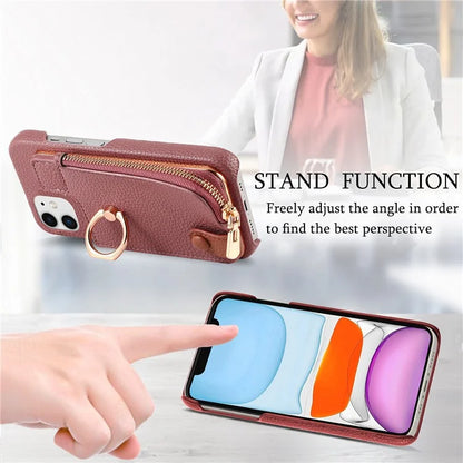 Y3 for iPhone 11 Phone Case Wallet Pouch with Card Slots Ring Holder