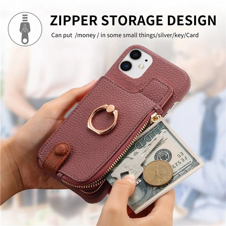 Y3 for iPhone 11 Phone Case Wallet Pouch with Card Slots Ring Holder