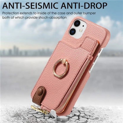 Y3 for iPhone 11 Phone Case Wallet Pouch with Card Slots Ring Holder